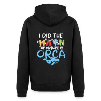 Orca Whale Gifts - Unisex Premium Organic Zip Hoodie - black - Back - Nico (187cm)