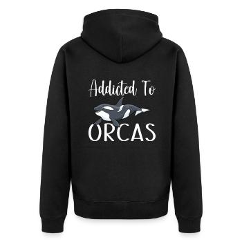 Orca Wal Geschenke - Unisex Premium Bio Zip Hoodie - Schwarz - Hinten - Nico (187cm)