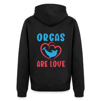 Orca Wal Geschenke - Unisex Premium Bio Zip Hoodie - Schwarz - Hinten - Nico (187cm)