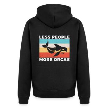 Orca Wal Geschenke - Unisex Premium Bio Zip Hoodie - Schwarz - Hinten - Nico (187cm)
