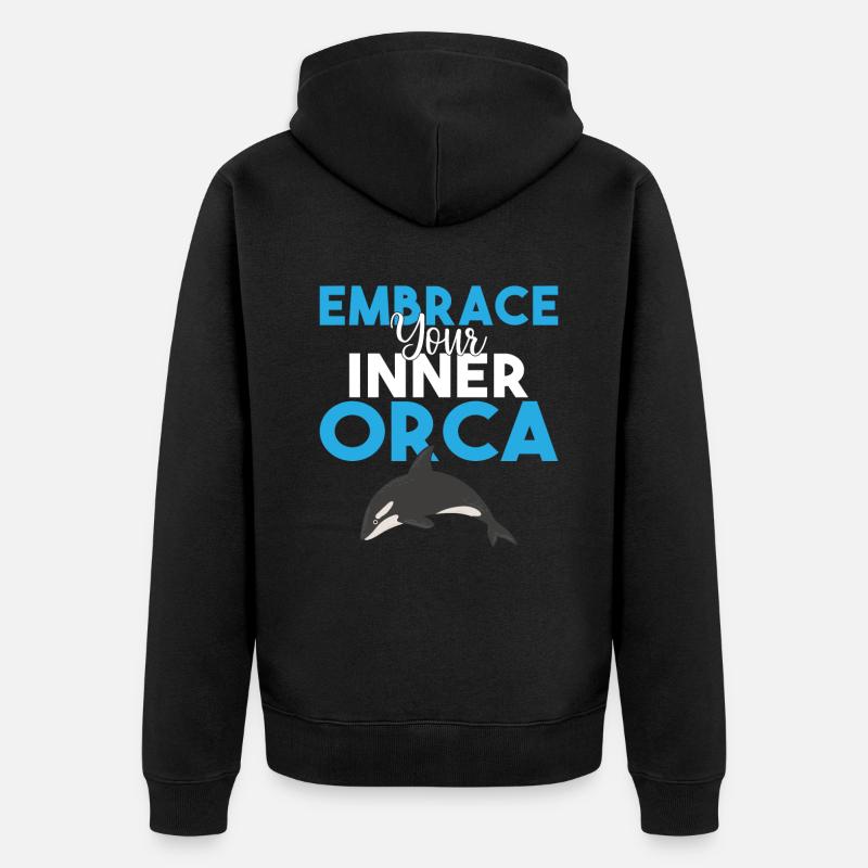 Orca Wal Geschenke - Unisex Premium Bio Zip Hoodie - Schwarz