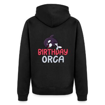Orca Wal Geschenke - Unisex Premium Bio Zip Hoodie - Schwarz - Hinten - Nico (187cm)