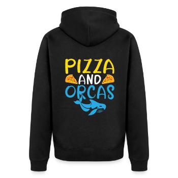 Orca Wal Geschenke - Unisex Premium Bio Zip Hoodie - Schwarz - Hinten - Nico (187cm)