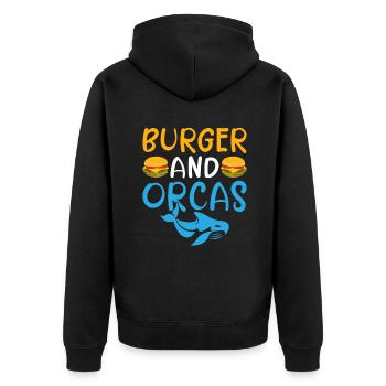 Orca Wal Geschenke - Unisex Premium Bio Zip Hoodie - Schwarz - Hinten - Nico (187cm)