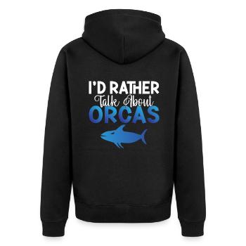 Orca Wal Geschenke - Unisex Premium Bio Zip Hoodie - Schwarz - Hinten - Nico (187cm)
