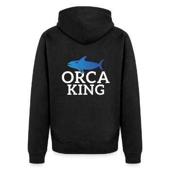 Orca Wal Geschenke - Unisex Premium Bio Zip Hoodie - Schwarz - Hinten - Nico (187cm)