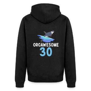 Orca Whale Gifts - Unisex Premium Organic Zip Hoodie - black - Back - Nico (187cm)