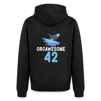Orca Wal Geschenke - Unisex Premium Bio Zip Hoodie - Schwarz - Hinten - Nico (187cm)