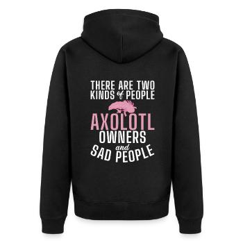 Axolotl Liebhaber Geschenke - Unisex Premium Bio Zip Hoodie - Schwarz - Hinten - Nico (187cm)