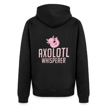 Axolotl Liebhaber Geschenke - Unisex Premium Bio Zip Hoodie - Schwarz - Hinten - Nico (187cm)