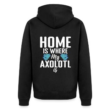 Axolotl Liebhaber Geschenke - Unisex Premium Bio Zip Hoodie - Schwarz - Hinten - Nico (187cm)