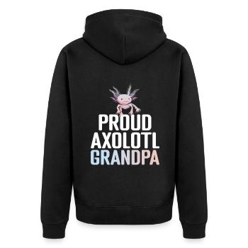 Axolotl Liebhaber Geschenke - Unisex Premium Bio Zip Hoodie - Schwarz - Hinten - Nico (187cm)