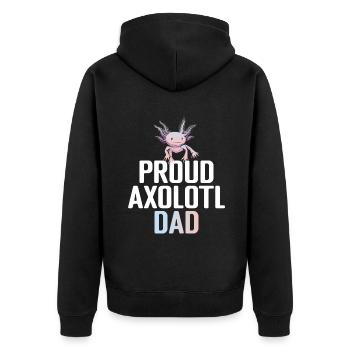 Axolotl Liebhaber Geschenke - Unisex Premium Bio Zip Hoodie - Schwarz - Hinten - Nico (187cm)