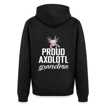 Axolotl Liebhaber Geschenke - Unisex Premium Bio Zip Hoodie - Schwarz - Hinten - Nico (187cm)