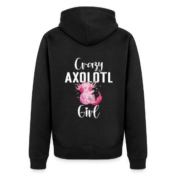 Axolotl Liebhaber Geschenke - Unisex Premium Bio Zip Hoodie - Schwarz - Hinten - Nico (187cm)