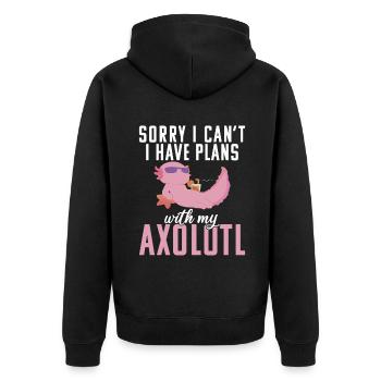 Axolotl Liebhaber Geschenke - Unisex Premium Bio Zip Hoodie - Schwarz - Hinten - Nico (187cm)