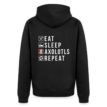 Axolotl Liebhaber Geschenke - Unisex Premium Bio Zip Hoodie - Schwarz - Hinten - Nico (187cm)