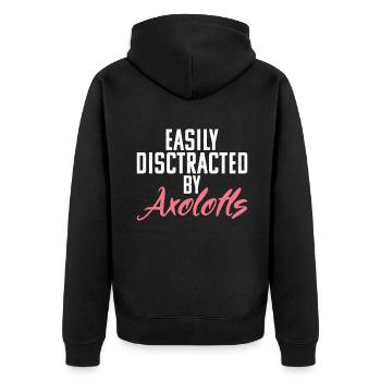 Axolotl Liebhaber Geschenke - Unisex Premium Bio Zip Hoodie - Schwarz - Hinten - Nico (187cm)