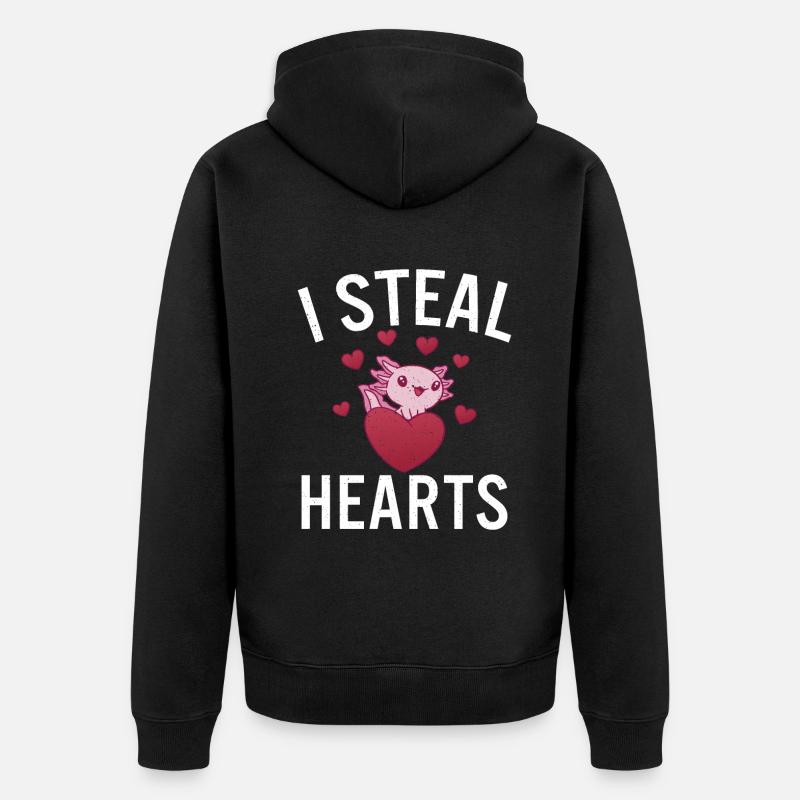 Axolotl Liebhaber Geschenke - Unisex Premium Bio Zip Hoodie - Schwarz