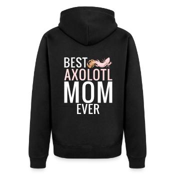 Axolotl Liebhaber Geschenke - Unisex Premium Bio Zip Hoodie - Schwarz - Hinten - Nico (187cm)
