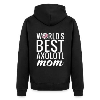 Axolotl Liebhaber Geschenke - Unisex Premium Bio Zip Hoodie - Schwarz - Hinten - Nico (187cm)
