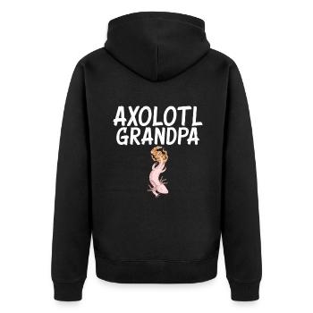 Axolotl Liebhaber Geschenke - Unisex Premium Bio Zip Hoodie - Schwarz - Hinten - Nico (187cm)
