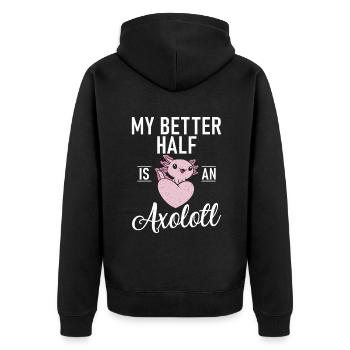 Axolotl Liebhaber Geschenke - Unisex Premium Bio Zip Hoodie - Schwarz - Hinten - Nico (187cm)