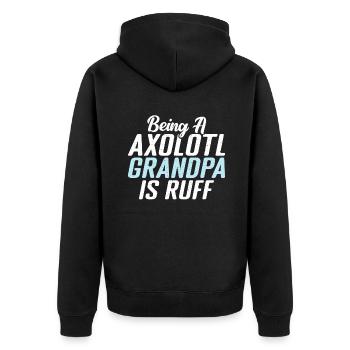 Axolotl Liebhaber Geschenke - Unisex Premium Bio Zip Hoodie - Schwarz - Hinten - Nico (187cm)