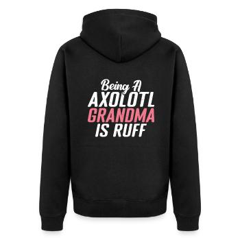 Axolotl Liebhaber Geschenke - Unisex Premium Bio Zip Hoodie - Schwarz - Hinten - Nico (187cm)