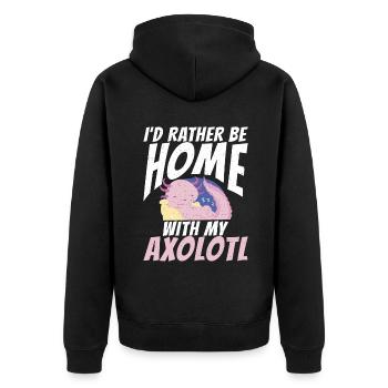 Axolotl Liebhaber Geschenke - Unisex Premium Bio Zip Hoodie - Schwarz - Hinten - Nico (187cm)
