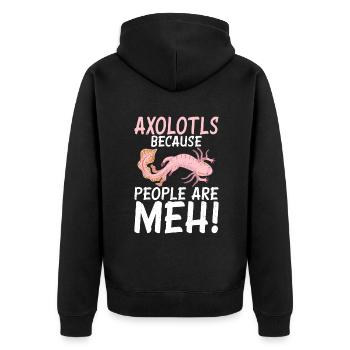 Axolotl Liebhaber Geschenke - Unisex Premium Bio Zip Hoodie - Schwarz - Hinten - Nico (187cm)