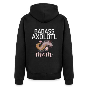Axolotl Liebhaber Geschenke - Unisex Premium Bio Zip Hoodie - Schwarz - Hinten - Nico (187cm)