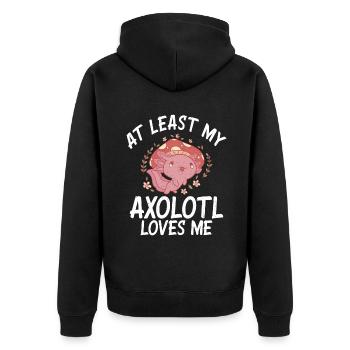Axolotl Liebhaber Geschenke - Unisex Premium Bio Zip Hoodie - Schwarz - Hinten - Nico (187cm)