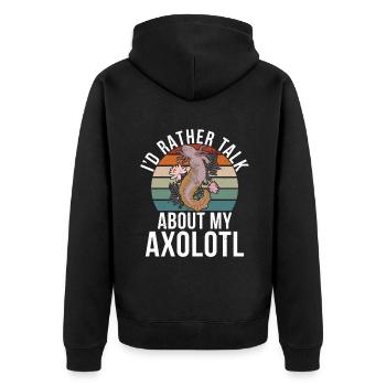 Axolotl Liebhaber Geschenke - Unisex Premium Bio Zip Hoodie - Schwarz - Hinten - Nico (187cm)