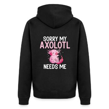 Axolotl Liebhaber Geschenke - Unisex Premium Bio Zip Hoodie - Schwarz - Hinten - Nico (187cm)