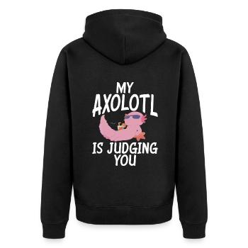 Axolotl Liebhaber Geschenke - Unisex Premium Bio Zip Hoodie - Schwarz - Hinten - Nico (187cm)