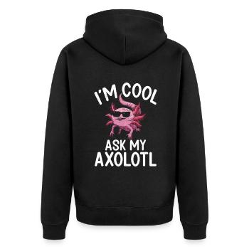 Axolotl Liebhaber Geschenke - Unisex Premium Bio Zip Hoodie - Schwarz - Hinten - Nico (187cm)