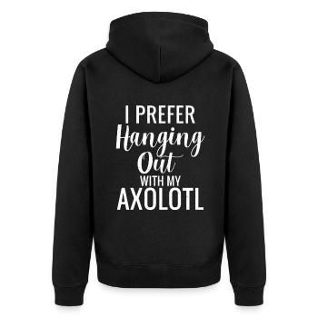 Axolotl Liebhaber Geschenke - Unisex Premium Bio Zip Hoodie - Schwarz - Hinten - Nico (187cm)