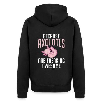 Axolotl Liebhaber Geschenke - Unisex Premium Bio Zip Hoodie - Schwarz - Hinten - Nico (187cm)