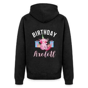 Axolotl Liebhaber Geschenke - Unisex Premium Bio Zip Hoodie - Schwarz - Hinten - Nico (187cm)