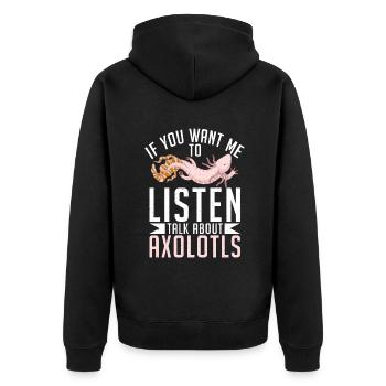 Axolotl Liebhaber Geschenke - Unisex Premium Bio Zip Hoodie - Schwarz - Hinten - Nico (187cm)