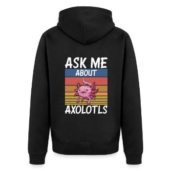 Axolotl Liebhaber Geschenke - Unisex Premium Bio Zip Hoodie - Schwarz - Hinten - Nico (187cm)