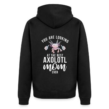 Axolotl Liebhaber Geschenke - Unisex Premium Bio Zip Hoodie - Schwarz - Hinten - Nico (187cm)