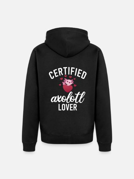 Axolotl Lover Gifts - Unisex Premium Organic Zip Hoodie - black