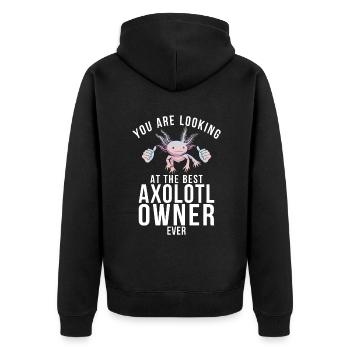 Axolotl Liebhaber Geschenke - Unisex Premium Bio Zip Hoodie - Schwarz - Hinten - Nico (187cm)