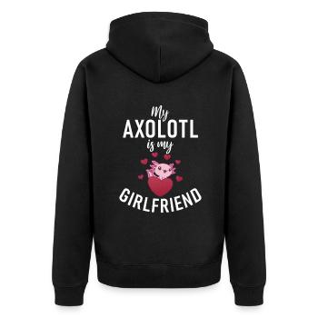 Axolotl Liebhaber Geschenke - Unisex Premium Bio Zip Hoodie - Schwarz - Hinten - Nico (187cm)