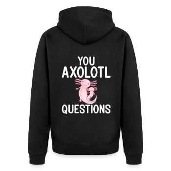 Axolotl Liebhaber Geschenke - Unisex Premium Bio Zip Hoodie - Schwarz - Hinten - Nico (187cm)