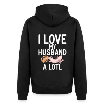 Axolotl Liebhaber Geschenke - Unisex Premium Bio Zip Hoodie - Schwarz - Hinten - Nico (187cm)
