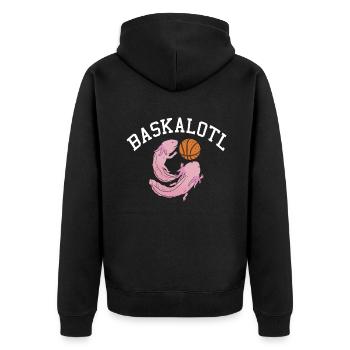 Axolotl Liebhaber Geschenke - Unisex Premium Bio Zip Hoodie - Schwarz - Hinten - Nico (187cm)