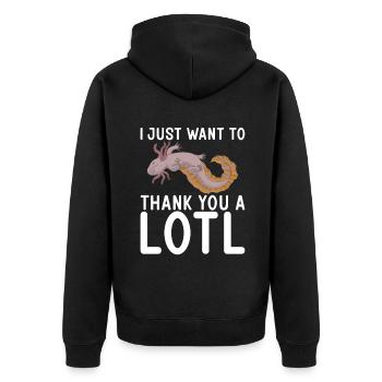 Axolotl Liebhaber Geschenke - Unisex Premium Bio Zip Hoodie - Schwarz - Hinten - Nico (187cm)